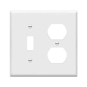 ENERLITES Combination Toggle Light Switch/Duplex Receptacle Outlet Wall Plate Cover, Standard Size 2-Gang 4.50″ x 4.57″, Polycarbonate Thermoplastic, UL Listed, 881121-W, White