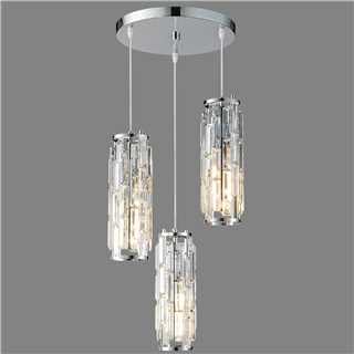 ZYBWL Modern Chrome Pendant Lights Kitchen Island Crystal Hanging Light Fixture Height Adjustable E27 Chandelier for Kitchen Island Living Room Bedroom (Chrome 3-Light)