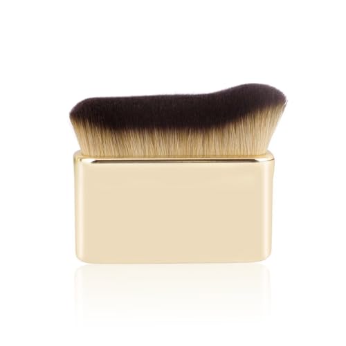 NyxSeat 1 pincel para bronceado, base de maquillaje, contorno corporal, cepillo de cerdas suaves, brocha de maquillaje, herramienta de belleza, adecuado para la cara, el cuerpo, (dorado)