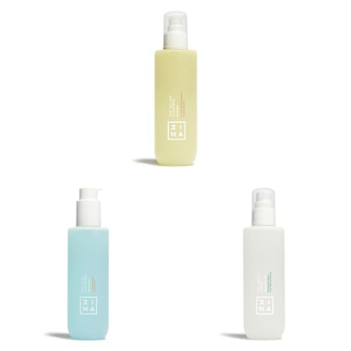 3ina Makeup - The Yellow Cleanser + The Blue Cleanser + The White Toner - Reinigungsöl Gesicht für Verbessern Hautbild Elastizität & Versorgen + Face Cleanser + Face Toner - Vegan - Cruelty Free