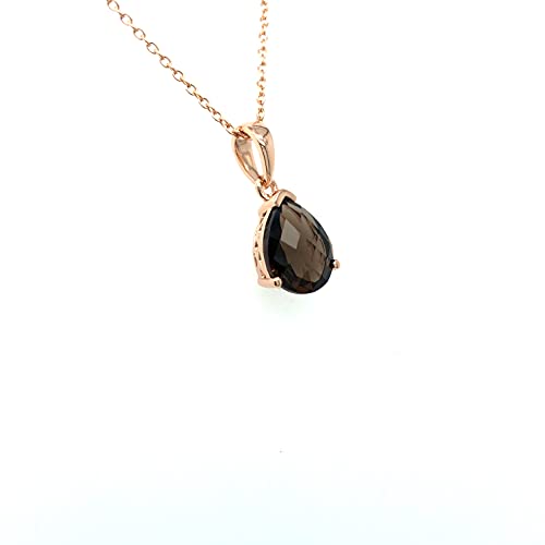 LE VIAN 1 Carat Brown Smoky Quartz Teardrop Pendant Necklace for Women I 14k Rose Gold Plated 925 Sterling Silver Pendant for Her I 18 Inch Chain Necklace with Spring Ring Clasp I Pear Cut Gemstone4