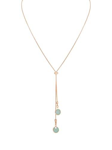 MINACHI Gold Plated Dainty Snake Chain Created Aquamarine Charm Y Necklace for Women, Trendy Simple Elegant Minimalist Fashion Jewelry Gift for Women