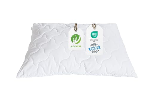 BLUE MOON Cuscino in aloe vera, 70 x 90 cm, confortevole, 100% cotone satinato, traspirante, anallergico, cuscino invernale ed estivo, 100% Made in EU, Kissen786