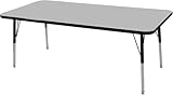 Norwood Commercial Furniture Adjustable Height Classroom Activity Table for Kids & Adults, Square Activity Table for School and Home, Grey/Black, 30' x 60'