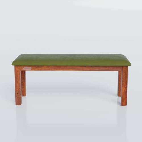 Image of DRIFTINGWOOD Liana 6-Seater Dining Table Set � Sheesham Wood Natural Honey Finish with Table, 4 Cushioned Chairs & Bench - Ideal for Kitchen & Living Room - Assembly Required