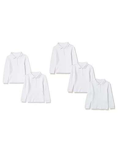 Image of Amazon Essentials Girls and Toddlers' Long-Sleeve School Uniform Interlock Polo Shirts
