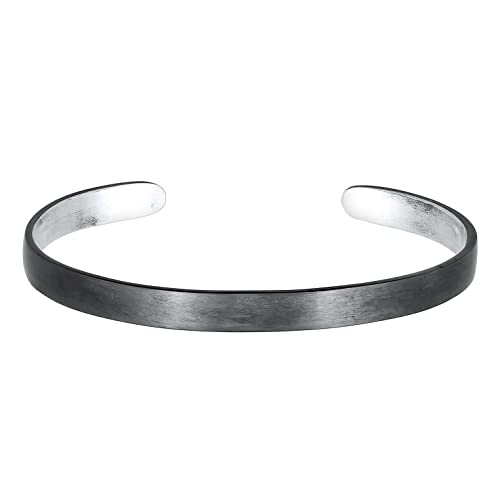 Kuzzoi Pulsera abierta de plata de ley 925 maciza para hombre, hecha a mano de...