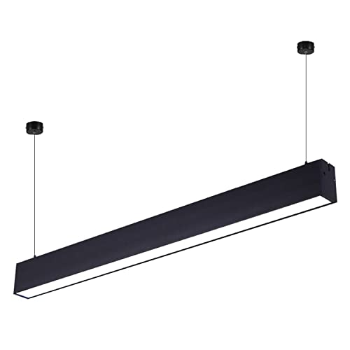 Luminaire suspendu LED linéaire noir mat lustre 24W îlot de cuisine