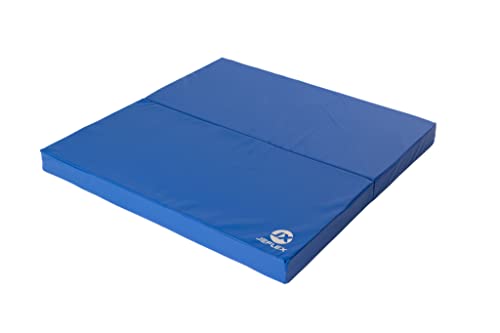 Jeflex - blaue klappbare Weichbodenmatten 100 x 100 x 8 cm MADE IN GERMANY / Gymnastikmatte tragbar / platzsparende Fitnessmatte & Yogamatte / Spielmatte für Kinderzimmer Cover