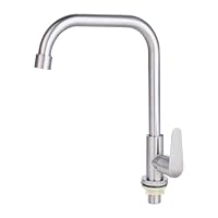 Kaltwasserhahn - Wasserhahn nur für Kaltwasser, 304 Edelstahl, 360° Drehbar mit Einhebelmischer, Geeignet für Spüle, Küche oder Hauswirtschaftsraum(Geeignet für Durchmesser 2.1-4.0cm)