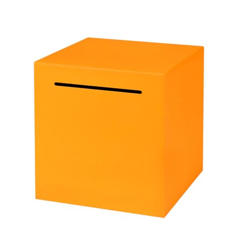 Cargooy Adult Piggy Bank Money Safe for Adults Must Break to Open Piggy Bank-Stainless Steel Saving Box for Cash, DIY Sticker,Unbreakable Metal Safe Box for Everyone(4.72 inch) (Orange)