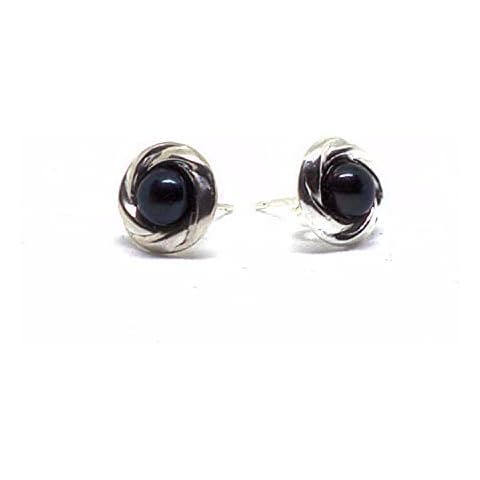 Anderson and Webb 925 Sterling Silver 5-6mm Black Pearl Stud Earrings Cover