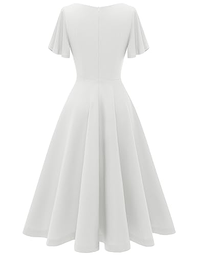 Image of HomRain Wedding Guest Dresses for Women Vintage Short Sleeves Casual Fit and Flare Cocktail Formal Dress for Tea Party