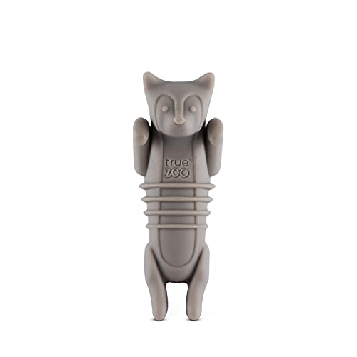 TrueZoo Cat Bottle Stopper, Cat Animal Cork, Novelty Wine Stopper, Silicone, Set of 1, Grey