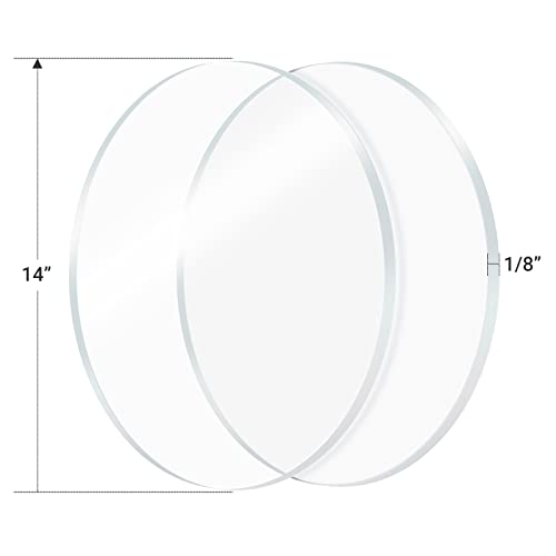 Image of 2 Pieces 1 /8 inch Round Plexiglass Sheet, 14 Inch Diameter Clear Acrylic Circle, Round Cake Disk Acrylic Sheet, Plexiglass Table Top, Acrylic Backdrop