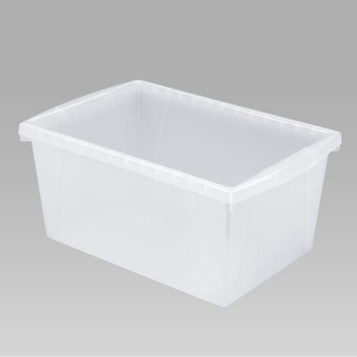 Image of Storex 5.5 Gallon Storage Bin - Plastic Classroom Organizer for Books and Supplies, Translucent, 1-Pack (61799C06C)