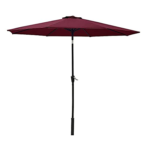 Qdy -Patio Umbrella With Push Button Tilt And Crank, 2.7M Outdoor Umbrella, Patio Table Umbrella With 8 Sturdy Ribs Adjustment For Cafe, Backyard, Garden, Beach And Pool,4 Red #TOP13