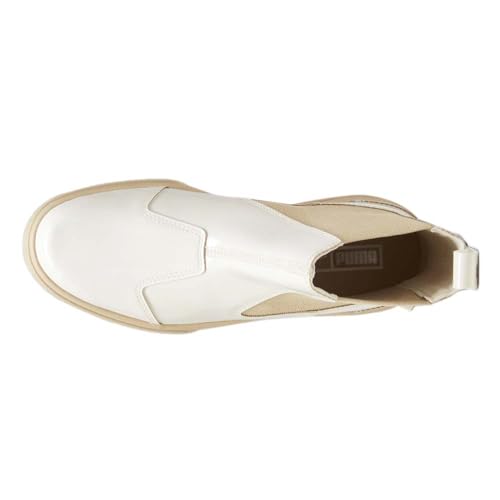 Image of PUMA Womens Mayze Round Toe Platform Chelsea Casual Boots Ankle Low Heel 1-2 inch - Beige, White - Size 10 M