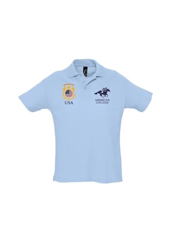 AMERICAN COLLEGE USA - AMERICAN COLLEGE USA Mixte Enfant Manches Courtes Garçon Fille Polo, Bleu Ciel, 12 Ans EU