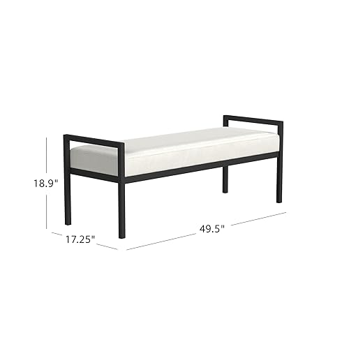 Image of HomePop Modern Metal Bench|Bench for Living Room & Bedroom | Decorative Home Furniture - Cream Boucle