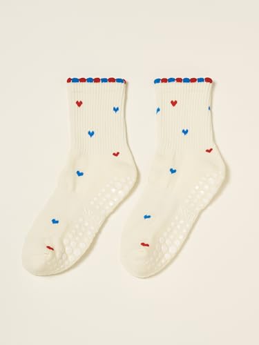 Image of Shapes Studio Half Calf Grip Socks, Cute Fruit Pilates Socks, Ruffle Socks, Non-Slip for Barre Yoga