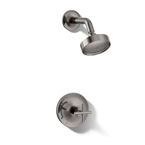 KOHLER TS14422-3G-TT Purist Rite-Temp Shower Trim Kit con manija cruzada 1.75 Gpm, Titanio vibrante miniatura 1