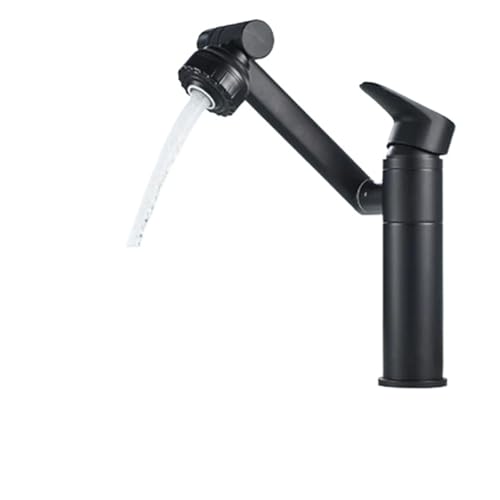 Grifo de lavabo Degree, mezclador de baño y cocina, aireador, grifo negro 2 en 1, grifería gourmet calefactada.(Black-short)