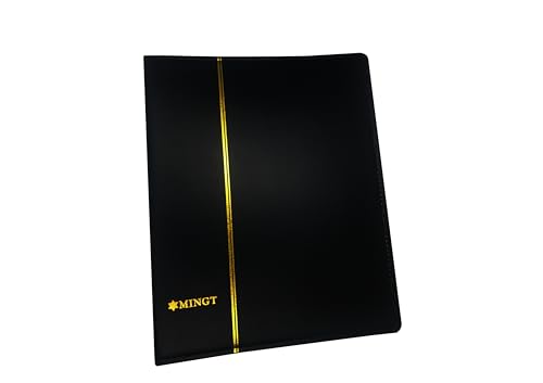 PCCB MINGT 4-Ringe Binder PU Leder Sammlung Album Cover für Banknoten Briefmarken Papier Geld Münzen Sammeln und Zubehör (Schwarz)