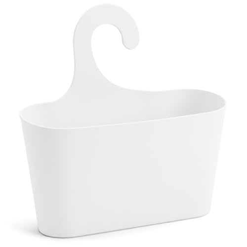 universal Duschkorb mit Haken zum Einhängen Duschregal Badregal Bad Utensilo Utensilo für Bad/Küche/Werkstatt Hängeregal Hängekorb Kunststoff weiß