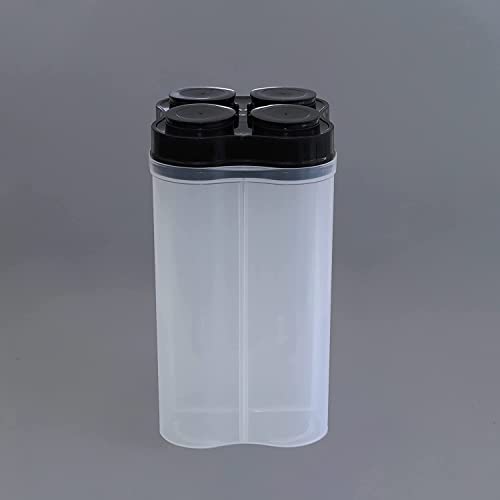 Image of Kitchenwell Multi-Purpose Airtight Transparent Plastic Lock Food Storage 4 Section Container Jar for Grocery, Fridge Container (Pack of 1, 2500ML -Black)
