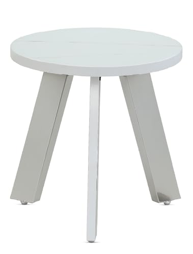 Image of SBF Furniture Mini Round Side Table, 30 cm, Matte Finish, Modern Minimalist Design, 3 Angled Legs (Round White)