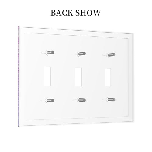 Decorative Switch Plate Covers Gillter Purple Pink Blue Gradient Sparkle 3 Gang Light Switch Cover Plate Triple Toggle Wall Plate Light Switch Covers for Bedroom Home Decor
