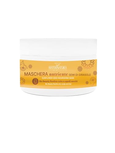Maternatura, Maschera Capelli Secchi Nutriente ai Semi di Girasole, Trattamento Capelli Danneggiati ad Azione Idratante, Bio Beauty Routine Cute e Capelli Secchi, Made in Italy - 200 ml