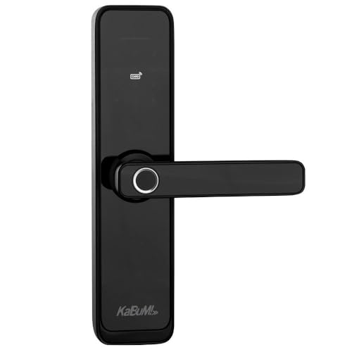Fechadura Digital KaBuM! smart 500 - Biometria, controle via aplicativo, Vidro Preto (Com maçaneta) - KBSG001