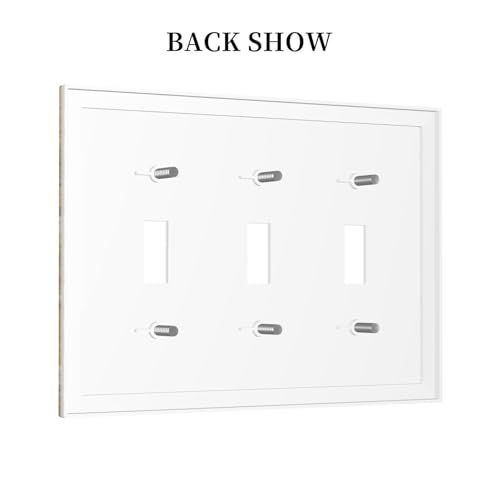 Decorative Switch Plate Covers Vintage White Flowers Birds on Golden Background 3 Gang Light Switch Cover Plate Triple Toggle Wall Plate Light Switch Covers for Bedroom Home Decor