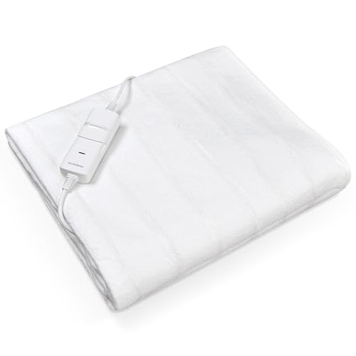 LEEVOT Coperta Elettrica Singola 150x80 cm, 2 Livelli di Temperatura, Spegnimento Automatico di Sicurezza, Anti-sopraccarico, Lavabile in Lavatrice