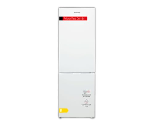Corbero - Frigorífico Combi | CCH18522EW | 327L | 67,2x60x185,5 | No Frost | Luz LED | Crisper | Balcones Ajustables | Estantes de Cristal | Hueveras | Cubiteras | 40 Db | Blanco