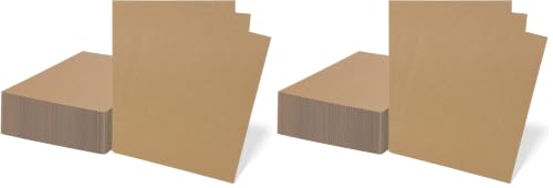 Image of RLAVBL 100 Pack 8x10 Corrugated Cardboard Sheets, Flat Cardboard Inserts for Shipping, Mailing, Packing, DIY Crafts