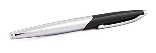 Image of amazon basics Ballpoint Pen with Case for Office and Gifting (Black and Silver Body, Blue Ink)
