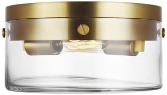 Generation Lighting-Garrett from Chapman & Myers-Two Light Flush Mount-11.38 Inch Wide by 5.5 Inch Tall-Burnished Brass