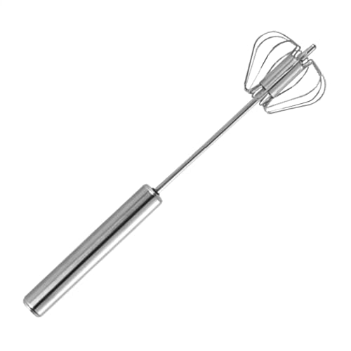 Escoba de mano – Escoba de acero inoxidable | Raqueta semiautomática | Batidor para cocinar | Escoba manual | Batidor de huevo | Espumador de leche portátil para preparar nata, mezclar y remover