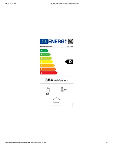 METRO Professional Mini koelkast GPC1088 met glazen deur, metaal/glas, statische koeling, zwart - Afbeelding 7