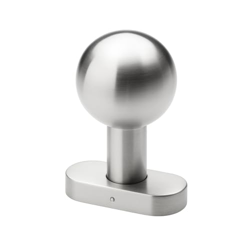 Aqbau® Türknauf drehbar, Kugel auf ovalrosette, Türknopf edelstahl, Knopfdrücker, Drehknauf tür, Kugelknopf Silber für Außen- & Innenbereich Türbeschlag