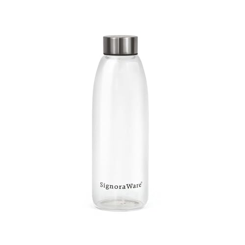 Signoraware Frostfire Borosilicate Glass Bottle | Airtight & Leakproof | Heat Resistant | Sleek Frosted Design for Stylish Look | Ideal for Water & Detox Drinks | Home & Office Use (750ml | Clear)