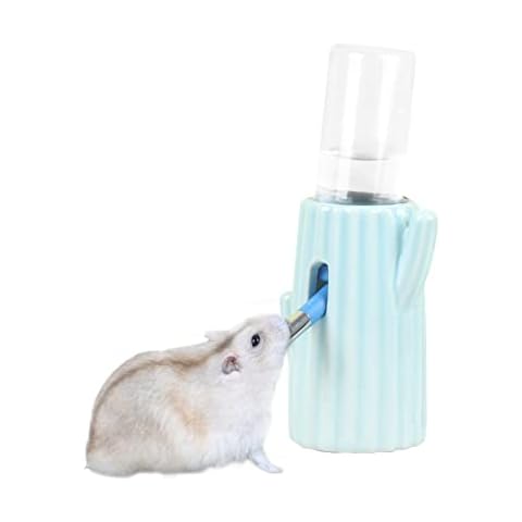 BUCATSTATE Hamster Water Bottle Cactus Ceramic Leakproof 120ml Guinea Pig Water Bottles Rabbit Water Bottle with Holder Water Feeder for Small Animals (Blue) Cover