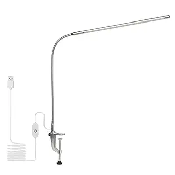 USB Clip-on Desk Lamp White Lighting Touching Control Dimmable LEDs Reading Light Flexible Lighting Angle for Bed Headboard Office Workbench'