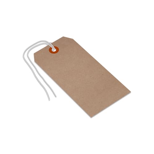 Etiquetas de papel kraft SmartSign con parche de fibra antirrotura y cuerdas para colgar