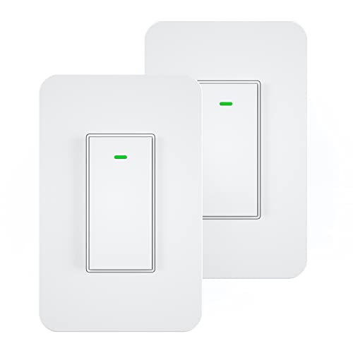 Smart Switch 3 Way Smart WiFi Light Switch Compatible with Alexa and2.4Ghz WiFi Light Smart Switch, Neutral Wire Required, No Hub Required, 2 Pack
