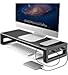 Vaydeer Stojak na monitor USB 3.0, aluminiowy, obsługuje transfer danych i ładowanie, metalowy stojak do monitora o przekątnej do 32 cali, do komputera, laptopa, kolor czarny