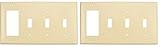 Leviton P326-I 4-Gang 3-Toggle 1-Decora/GFCI Device Combination Wallplate, Ivory (Pack of 2)
